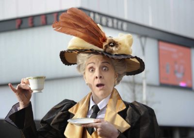 Karen Dunbar as Lady Bracknell launches "The Importance of Being Earnest" at Perth Theatre