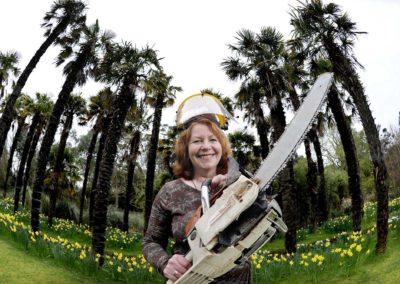 Spring Fling woodcrafting artist Jane Fraser at Logan Botanical Gardens