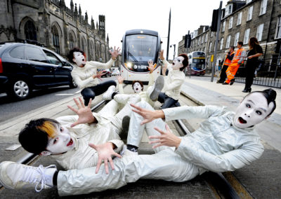 Siro-A on the tram tracks at Edinburgh Festival Fringe